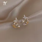 Изысканные и маленькие золотые серьги-клипсы с бабочками из циркония в Корейском стиле, модные ювелирные изделия для женщин, Новые Роскошные необычные серьги для девушек и женщин