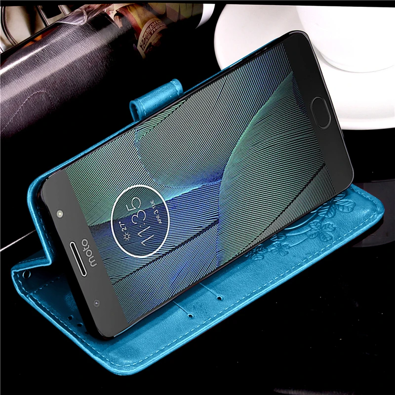 Кожаный чехол с объемным клевером для Motorola Moto G5S G5 G4 G6 Plus G7 Power P30 Play P40 X4 X Style E5 Z Force Z2