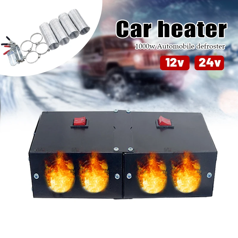 

12V/24V Car Heater Fast Heating Air Fan Parking Heater 4 Holes Window Windshield Demister Defroster for Auto Car Truck Van