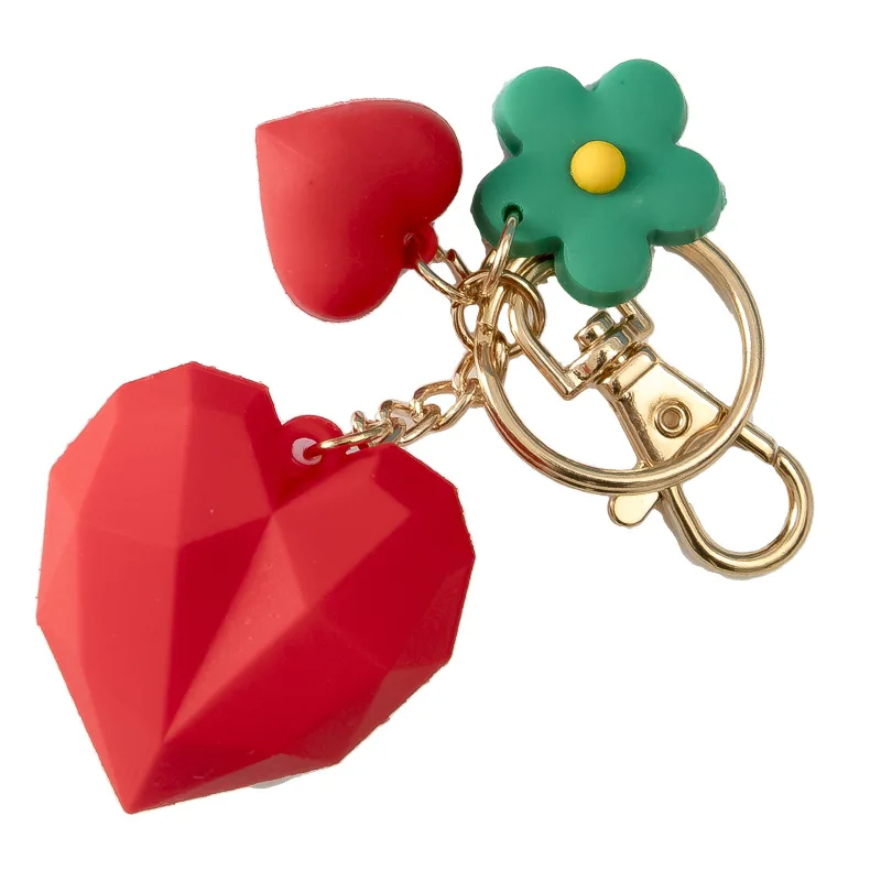 

Creative Cartoon Geometric Love Keychain Personality Curent Rubber Keyring Couples Like Gift Bag Car Backpack Key Pendant Hot