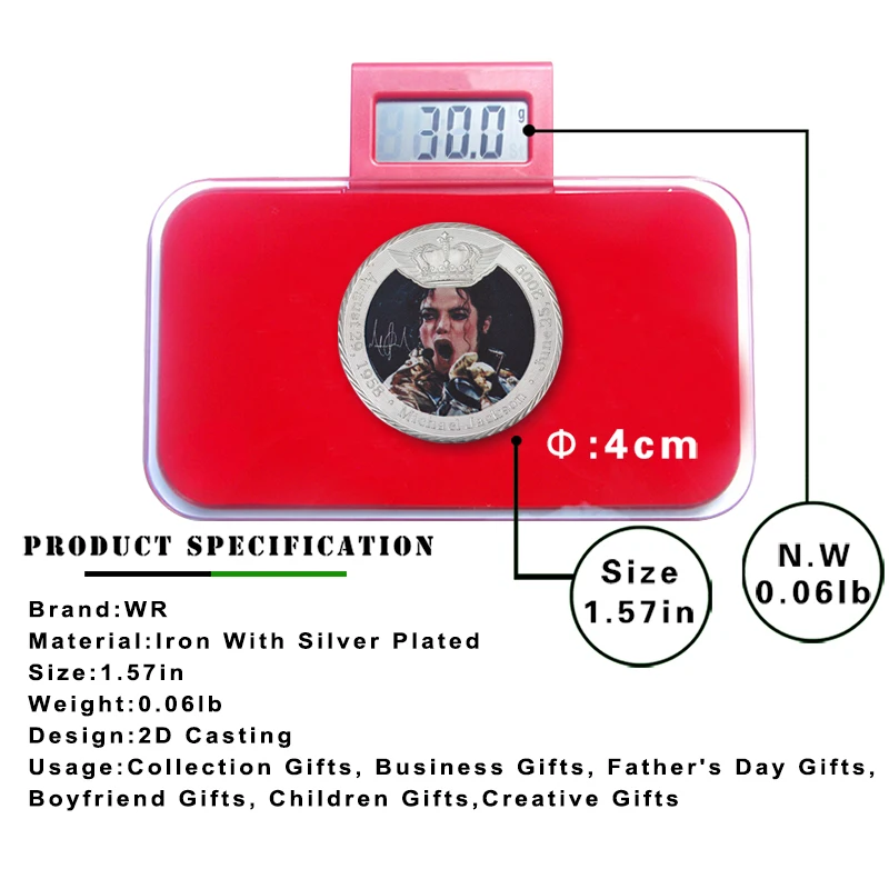 WR 2019 Новое поступление Майкл Джексон Посеребренная металлическая монета веера