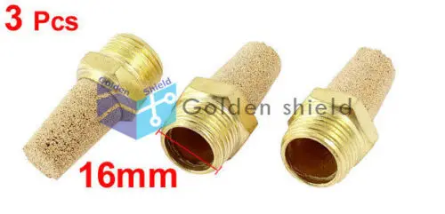 

3 Pcs Brass 3/8PT Male Thread Noise Reducing Pneumatic Muffler Silencer Filter