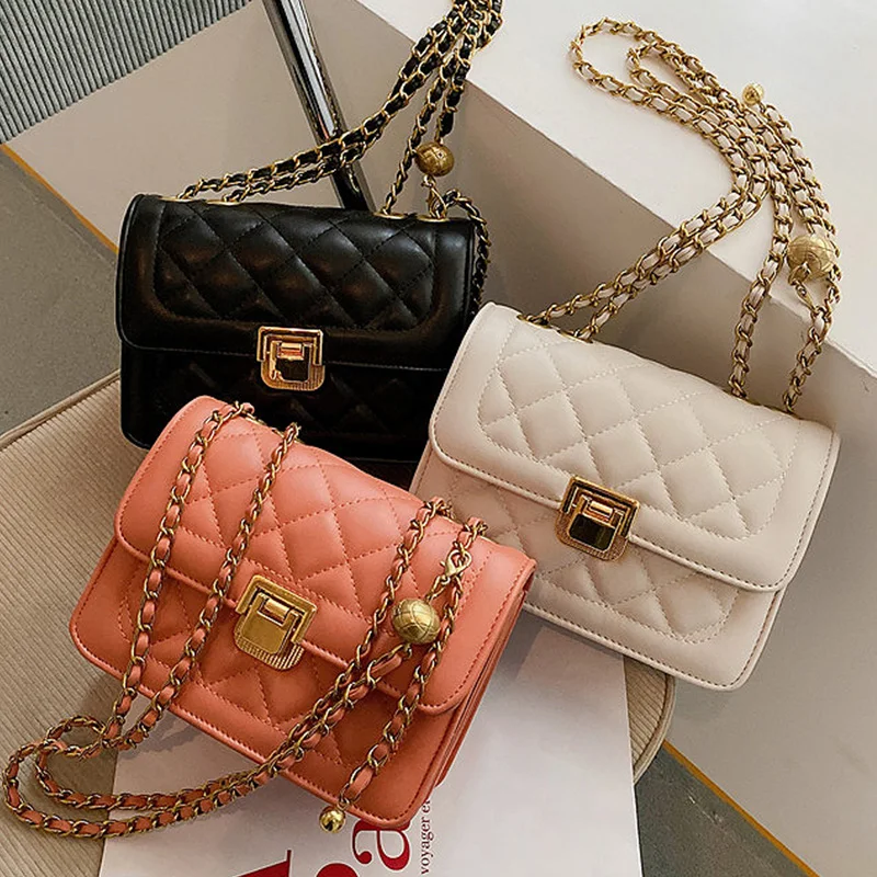 

Luxury Woman Bag Classic Flap Messenger Bag Metal Chain Crossbody Bags For Women Quilted Ladys Shoulder Bags Small Square Purse