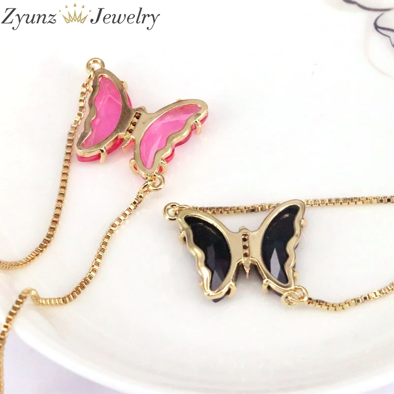 10 шт. Новое поступление браслет с хрустальными бабочками женский медный золотого