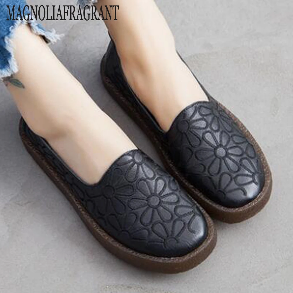 Лоферы из натуральной кожи повседневные женские кроссовки без застежки удобная