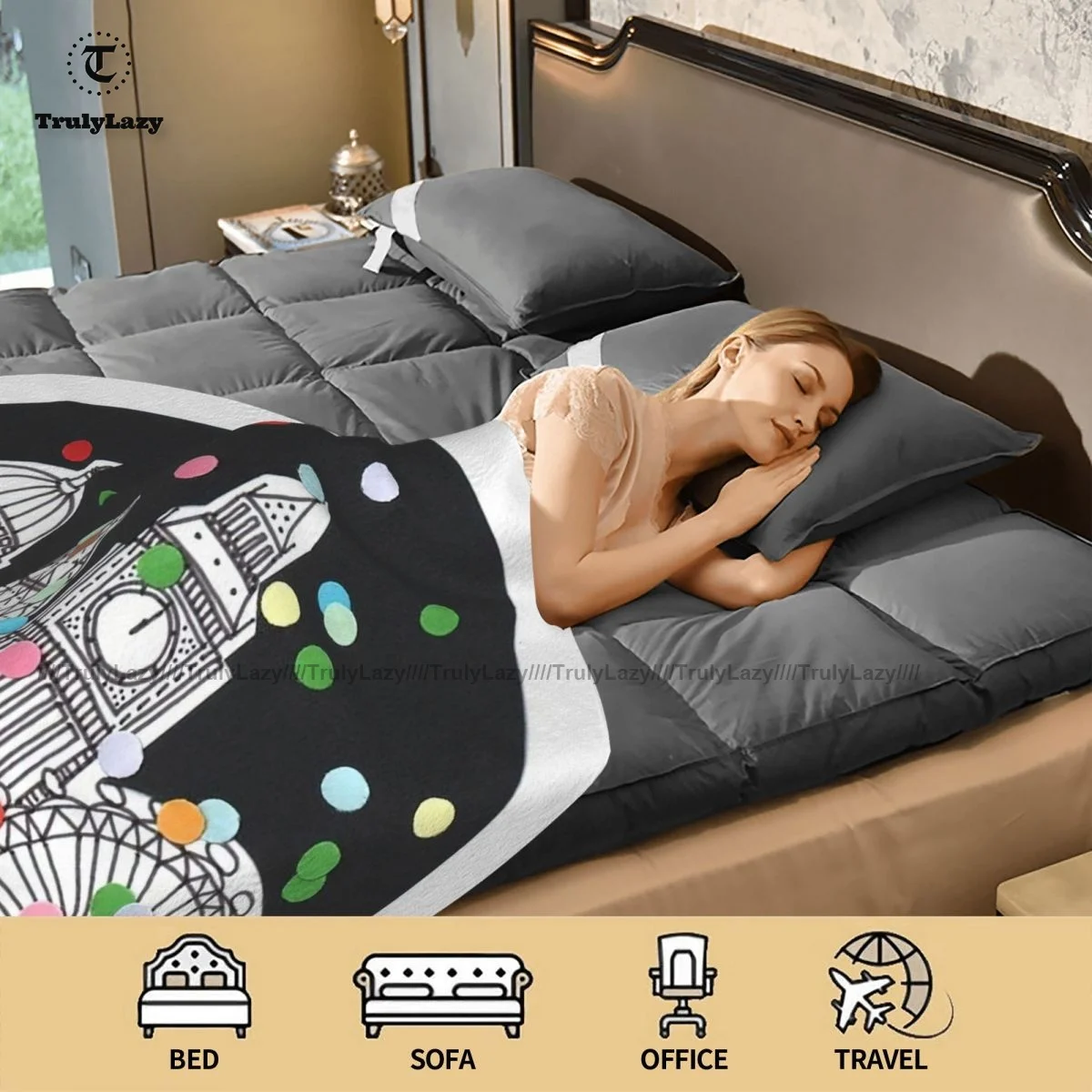 

New Year Blanket Soft Cheap Round Bedspread Fluffy Fleece Camping Blanket