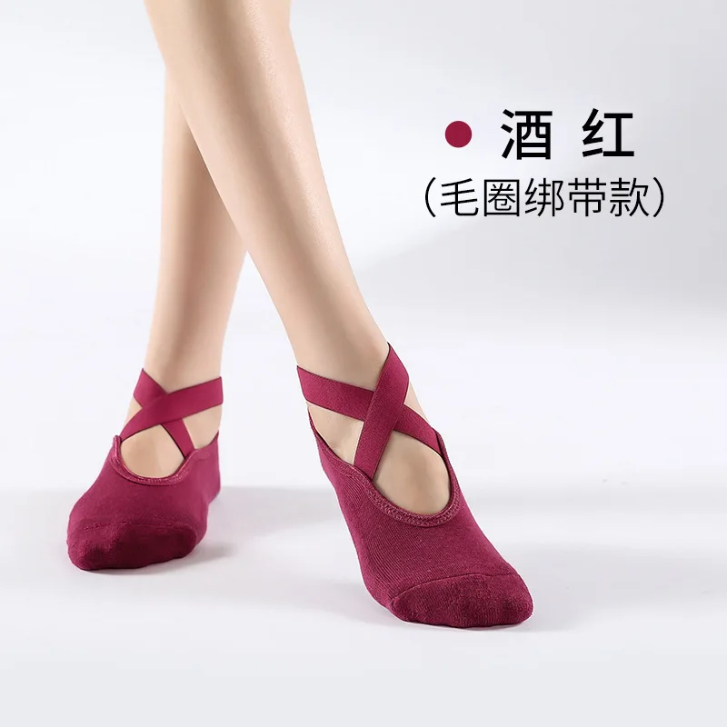 

Cotton Cross Yoga Socks Ballet Pilates Exercise Dispensing Terry-Loop Hosiery