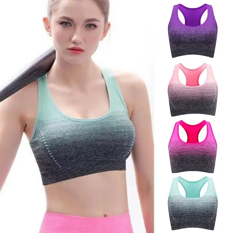 

Женский бесшовный спортивный бюстгальтер с мягкими чашечками контрастных цветов, Бралетт с H-образной спинкой для йоги, эластичный Быстрос...