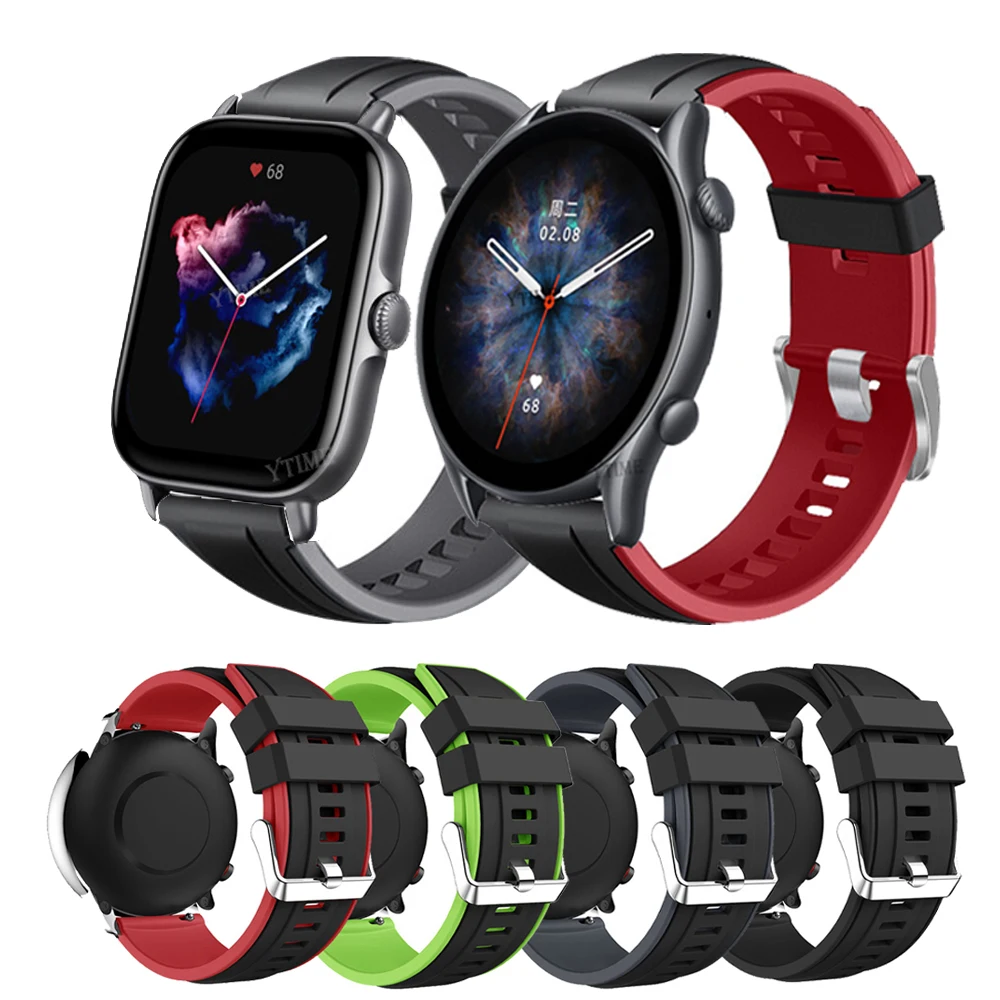 

20mm 22mm Sport Strap For Huami Amazfit GTR 3 GTR 3 Pro 2 2E Silicone Smart Watch Bracelet For Amazfit GTS 3 2 2E Accessories