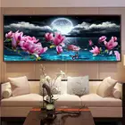 Алмазная живопись, пейзаж, морская ночь, Полный алмаз, цветок магнолии, вышивка крестиком, алмазная вышивка, искусство, ремесла, рождественский подарок