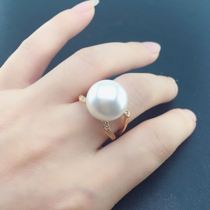 FFGems желтое золото ракушка с грушевидным кольцом ювелирные украшения для женщин