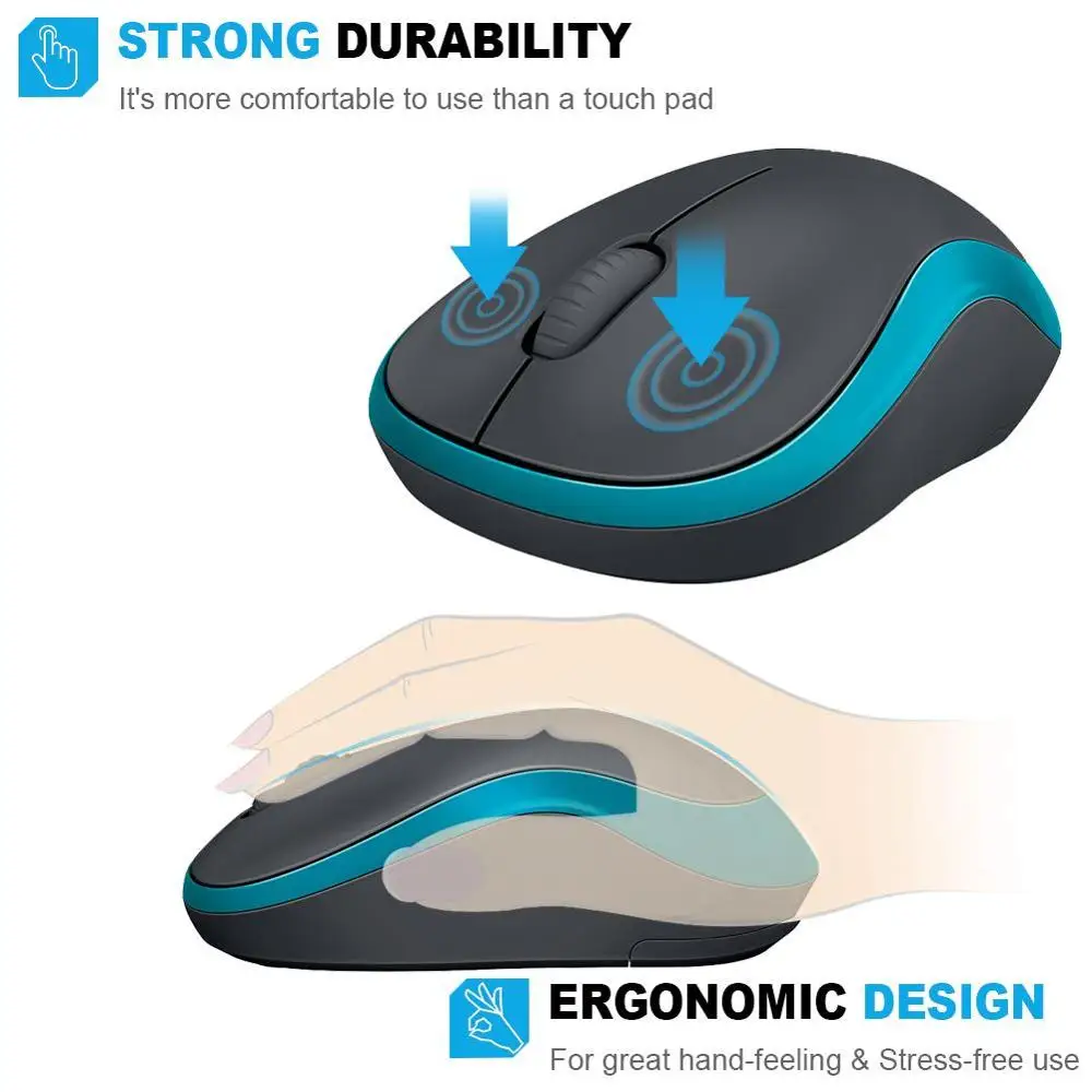 Logitech M185/M186 Беспроводной Мышь с 1000 Точек на дюйм 2 4 ГГц офисные для ПК/ноутбук Windows
