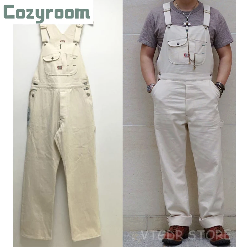 

Комбинезон Cozyroom 40s мужской джинсовый, комбинезон 3-в-1 с карманами, с завышенной спиной, из денима, 13 унций, Белый, с хлопковым наполнителем