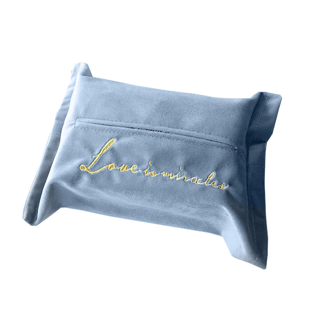 

Nordic Embroidery Velvet Tissue Box Storage Holder Cover Sofa Hotel Home