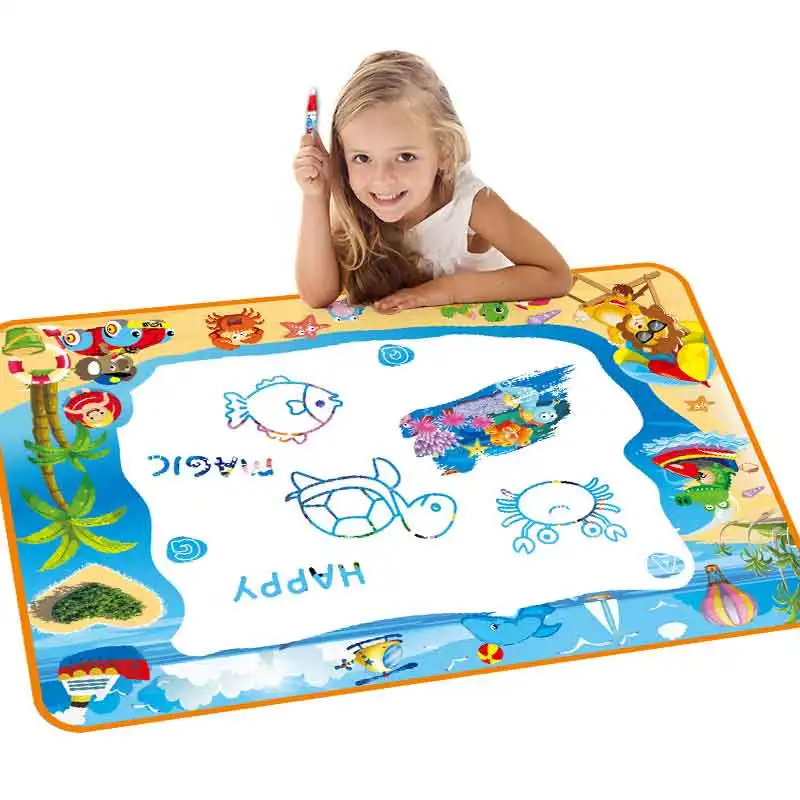 

100x70 CM Kids Doodle Mat Magic Water Drawing Mat Drawing Pens Stamps Set Painting Board Educational Toys for Kids