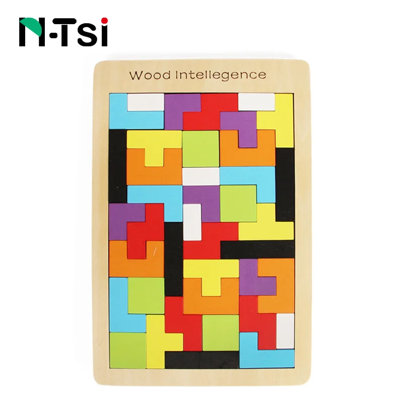N-Tsi 40 шт. красочные деревянные интеллектуальные головоломки игры Развивающие игрушки для детей подарок