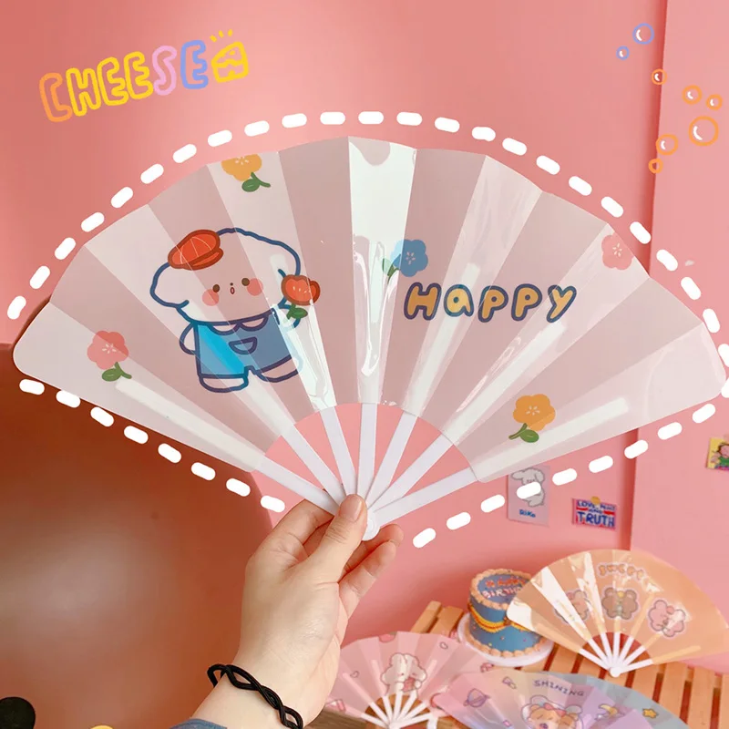 

Cute Handheld Fan Easy to Carry Folding Fan in Summer Girl Lovely Print for Children Student 2021 Trendy Gift