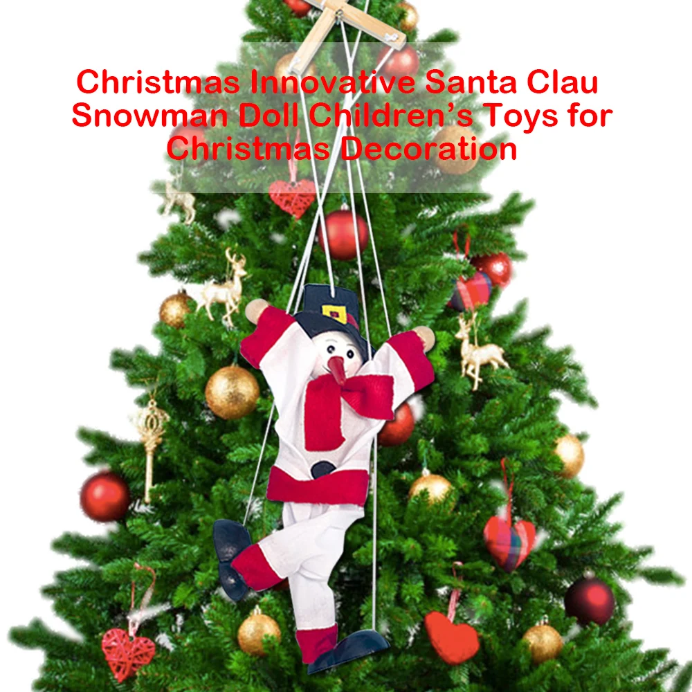 Kids Funny Cartoon Wooden Santa Snowman Pull String Puppet Wood Christmas Clown Marionette Joint Activity Doll Xmas Gifts Toy | Игрушки и