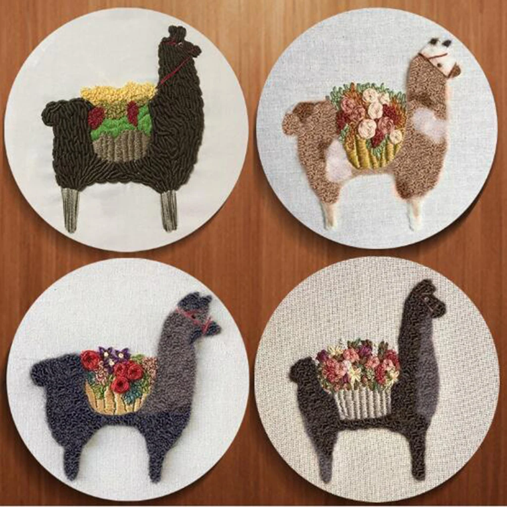 

Full Range of Embroidery Starter Kits Cute Alpaca Pattern DIY Material Package for Beginners Adults