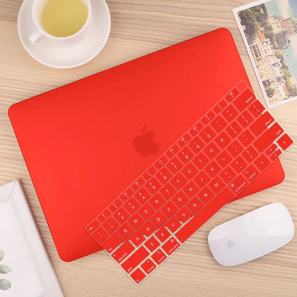 Matte Red Чехол для ноутбука 4 в 1 для MacBook Air 11, 13 дюймов и Pro retina 13,3, 15,,,, кристально Матовый Жесткий чехол для клавиатуры - Цвет: Matte Red