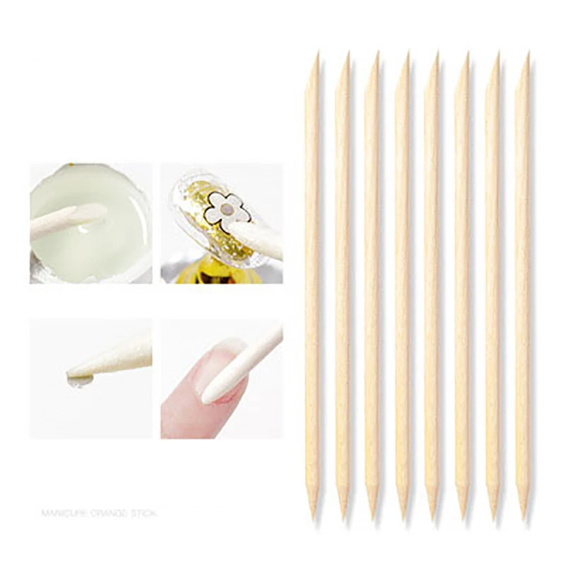 

100pcs Nail Art Design Orange Wood Sticks Wooden Cuticle Pusher Remover Rhinestones Dotting Removal Manicure Pedicure Care Tools
