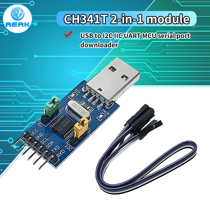 2-в-1 модуль CH341T 3 В 5 в USB для I2C IIC UART TTL одночипового последовательного порта