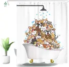 Милый питомец собака мультфильм корги игры в воде, полиэстер Водонепроницаемый тканевая занавеска для душа Ванная комната украшения