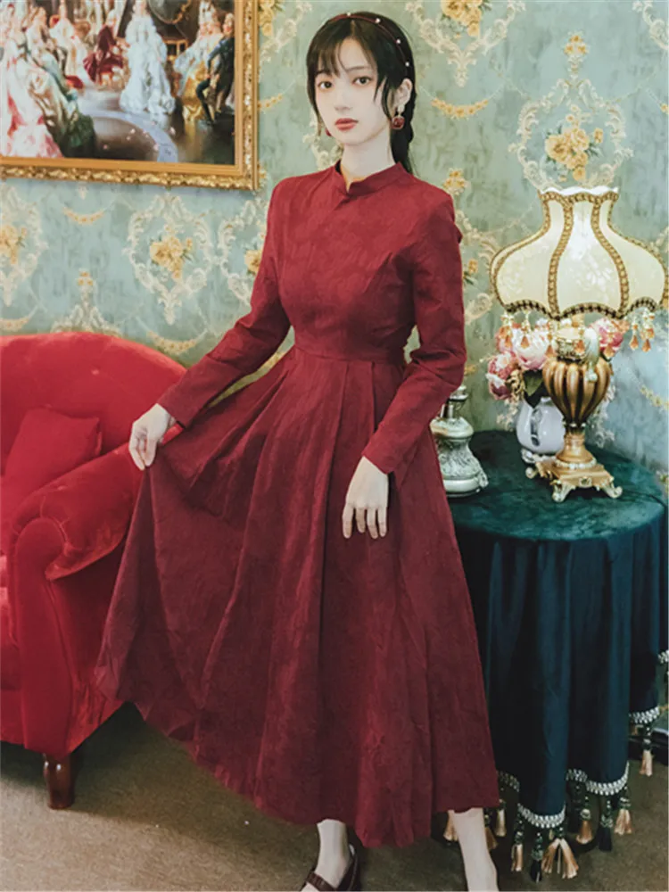 2019 Новая мода Женская одежда в винтажном стиле сезон осень платье с изображением