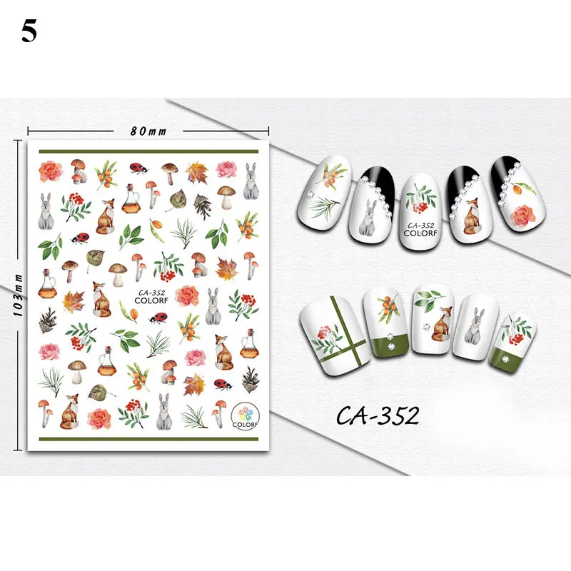 1 Sheet Fall Yellow Gold Sticker for Nails Summer Decals Sticker for Manicure DIY Summer Green Nail Stickers Sliders For Nails