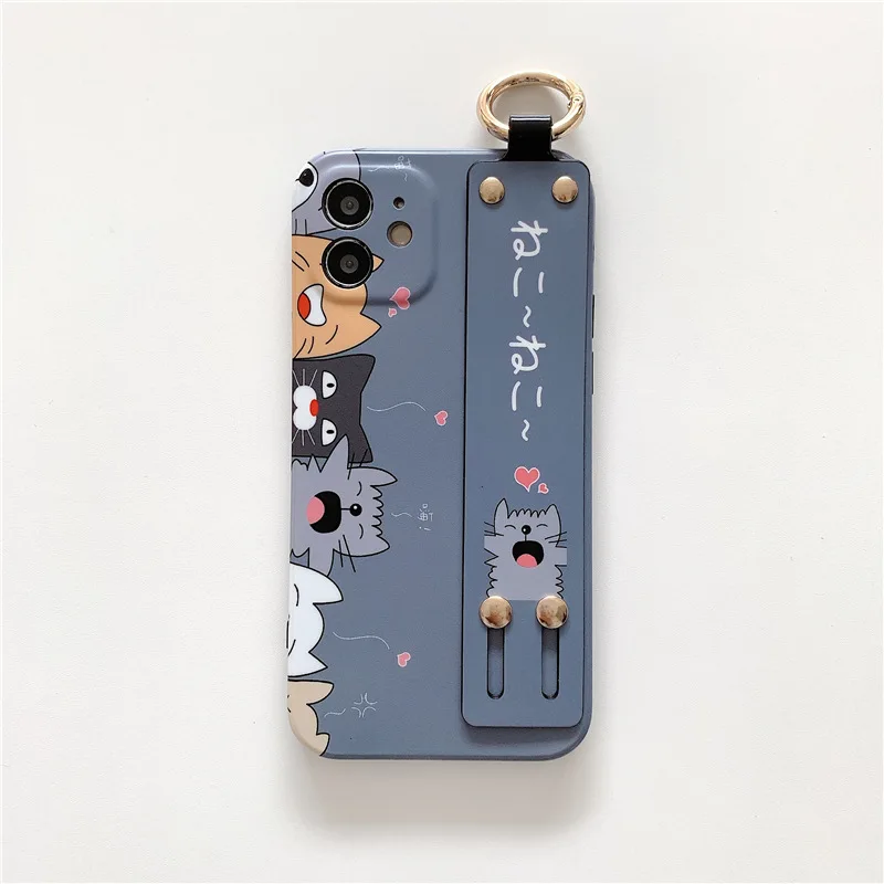 

Cartoon cat wristband mobile phone case for iPhone11 12Pro Max mini X XR XS XSMax 8 7PluS anti-fall protective back cover