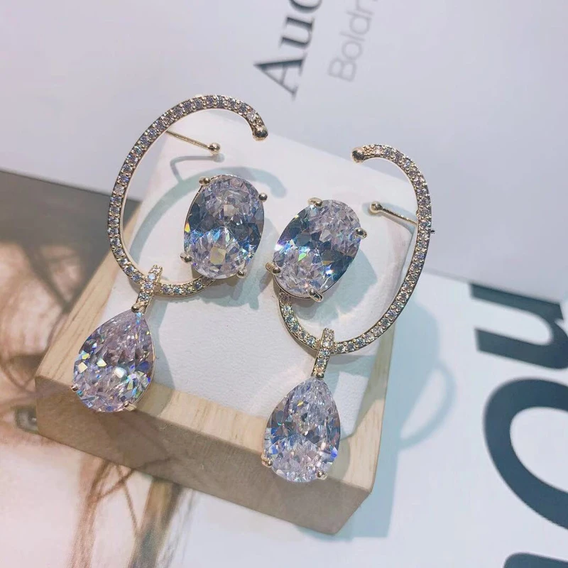 Женские серьги-капельки с цирконием Be 8 красивые разноцветные дизайнерские