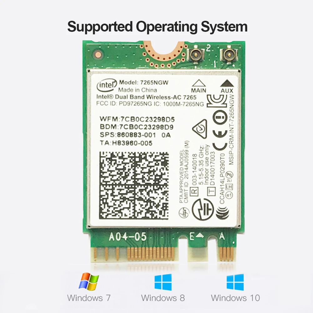 Новинка для Intel Dual band Wireless N 7265 7265NGW 802.11N 2x2 WiFi 300 Мбит/с NGFF M.2 карта 7265NB 2 4G/5G|Сетевые