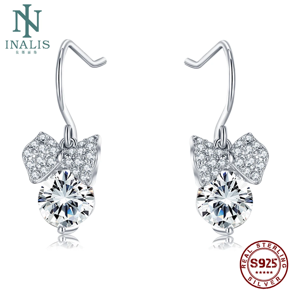 

INALIS 925 Sterling Silver Drop Earrings For Women With Zirco Earrings Anniversary Simple Fashion Gift Jewelry The New Listing