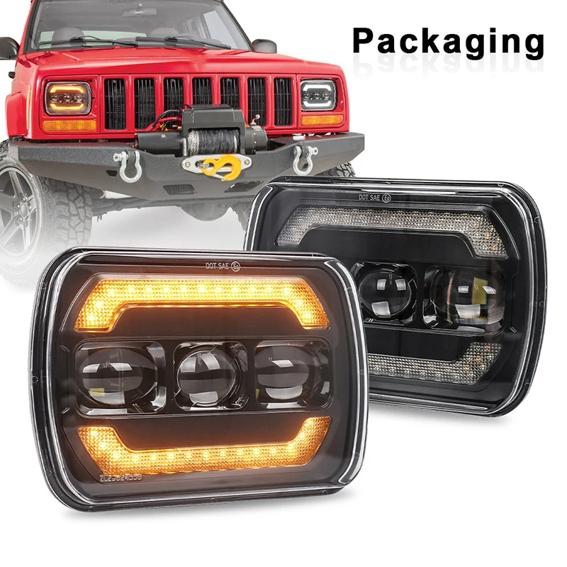 

110W 5X7 Inch Led Headlights 7X6 Inch Hi/Low Sealed Beam Headlamp for Jeep Wrangler Cherokee Toyota H6054 H5054