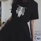 Starqueen-JBH женская черная футболка со скелетом летучая мышь хипстеры Пастель гранж Женская милая рубашка с ведьмой Одежда для Хэллоуина