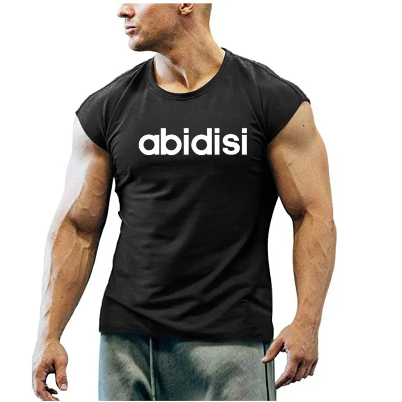 

2021 Summer New Style 100% Pure Cotton 6-Color Printing T-Shirt For Men Ahdi Round Neck Sleeveless High-Quality Classic T-Shirt