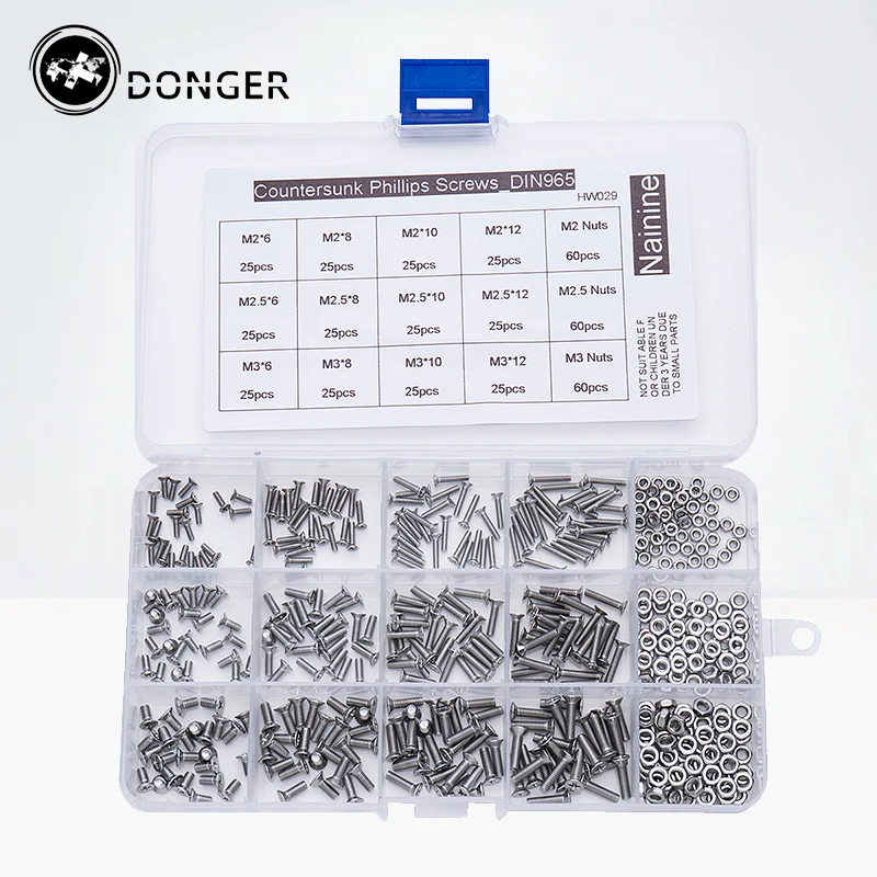 480 шт./компл. M2 M2.5 M3 DIN965 ISO7046 JISB1111F GB819 304 винты из нержавеющей стали с плоской