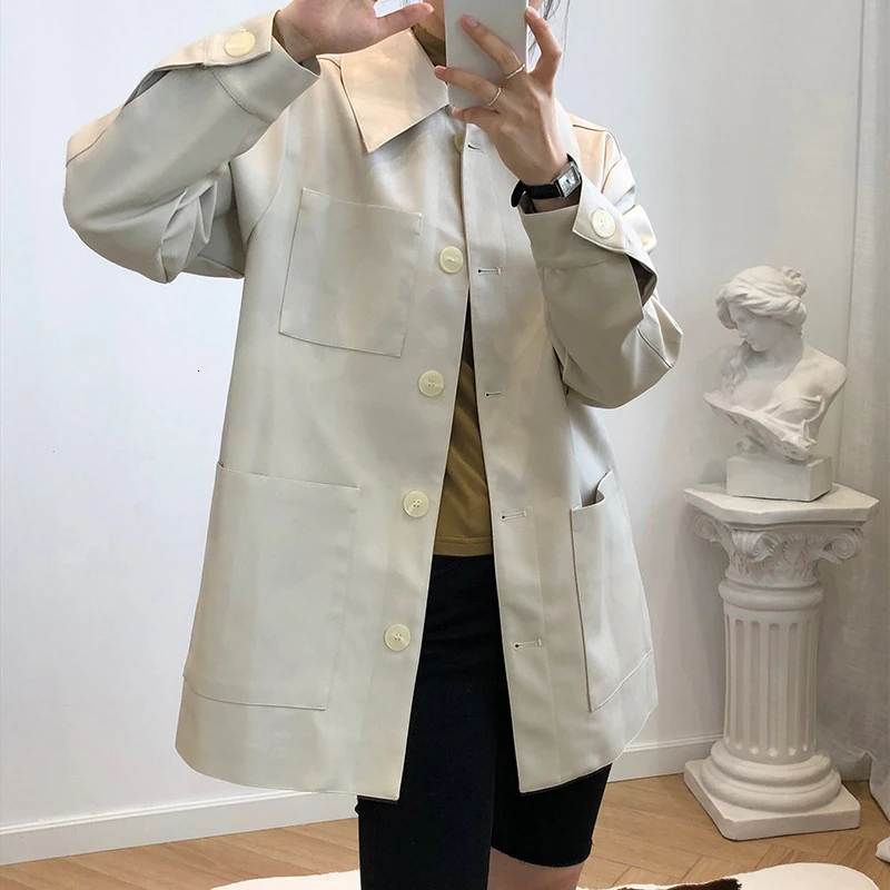 CHICEVER/Женская куртка из искусственной кожи со шнуровкой воротник с отворотами