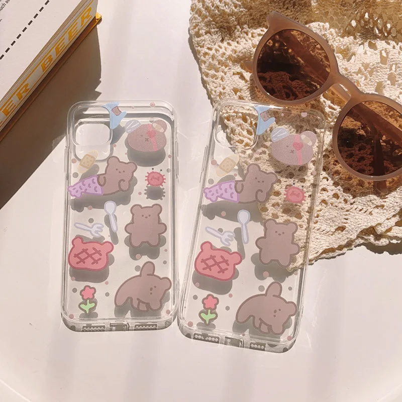 

Retro Simple Brown bear funny cute Phone case for iPhone 11 Pro MAX X XS XR case silicone cover for coque iPhone 7 8 Plus Case