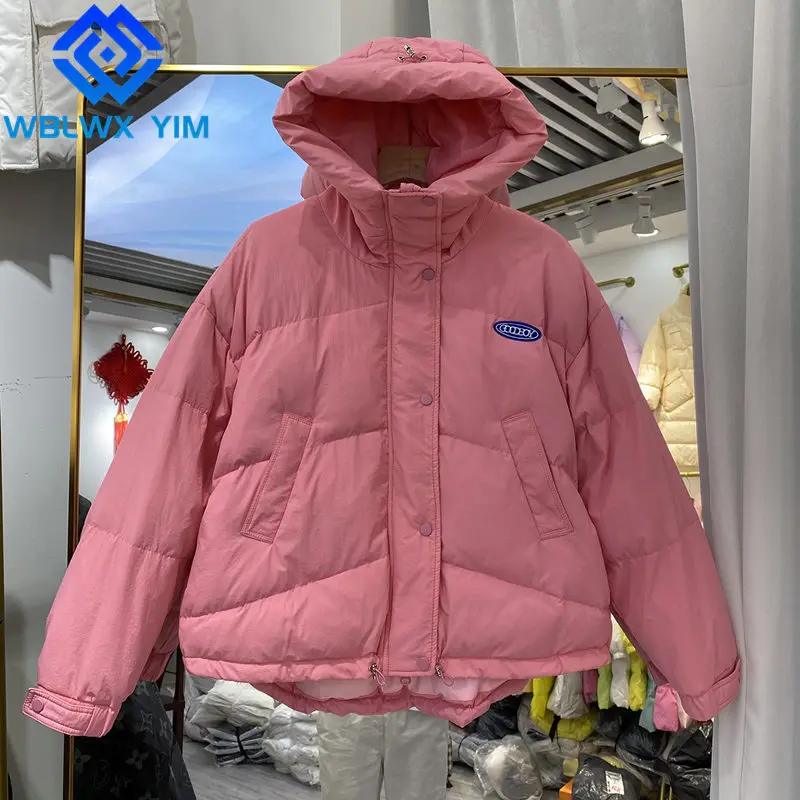 

Winter Jacket Women High Quality Fashion Patch Down Jackets Loose Casual Hooded Short Parkas Thick Warm Cotton Coat Female