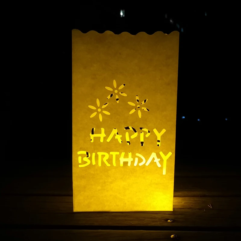 happy birthday 30 шт./лот Сердце держатель для чайной свечи Luminaria бумажный Свеча-фонарь сумка для рождественской вечеринки наружное свадебное оформление - Цвет: happy birthday