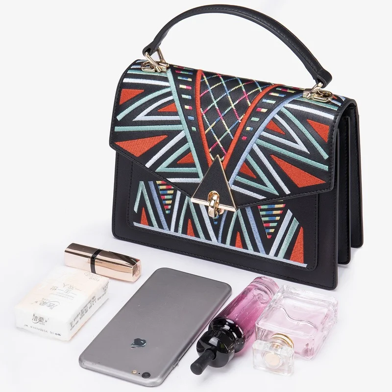 

WESTAL new women's leather handbag ethnic style one-shoulder diagonal bag head layer leather small square bag