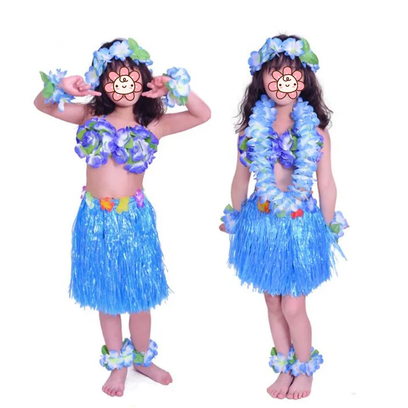 Дети девочки Hawaii Flower Lei хула повязка гирлянда браслеты для ног полосы бюстгальтер