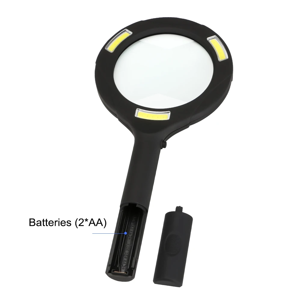

Handheld 3X Illuminated Magnifier Microscope Magnifying Glass Aid Reading for Seniors loupe Jewelry Repair Tool With 3 COB LED