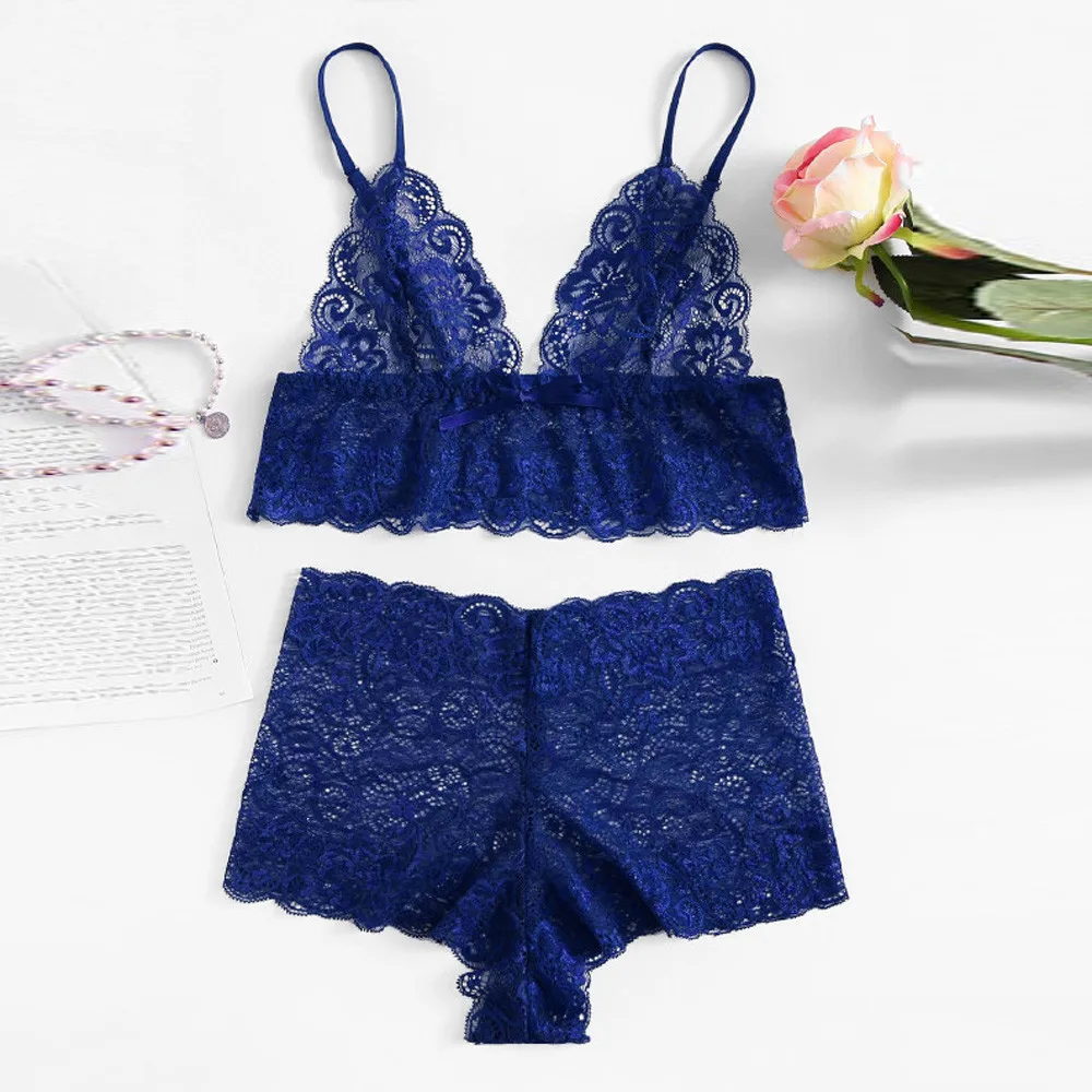 Sexy Underwear Women Plus Size Lace Babydoll Bra Lingerie Set Girl Transparent and Panty | Женская одежда