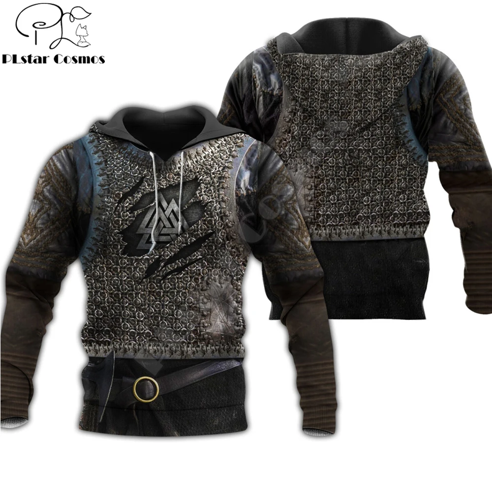 

Мужская Осенняя толстовка с капюшоном и 3D-принтом в стиле викингов