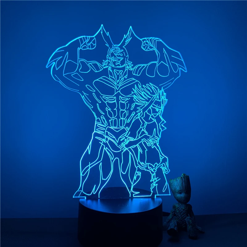 Светодиодный ночник с 3D рисунком Моя геройская Академия все могут быть сильными