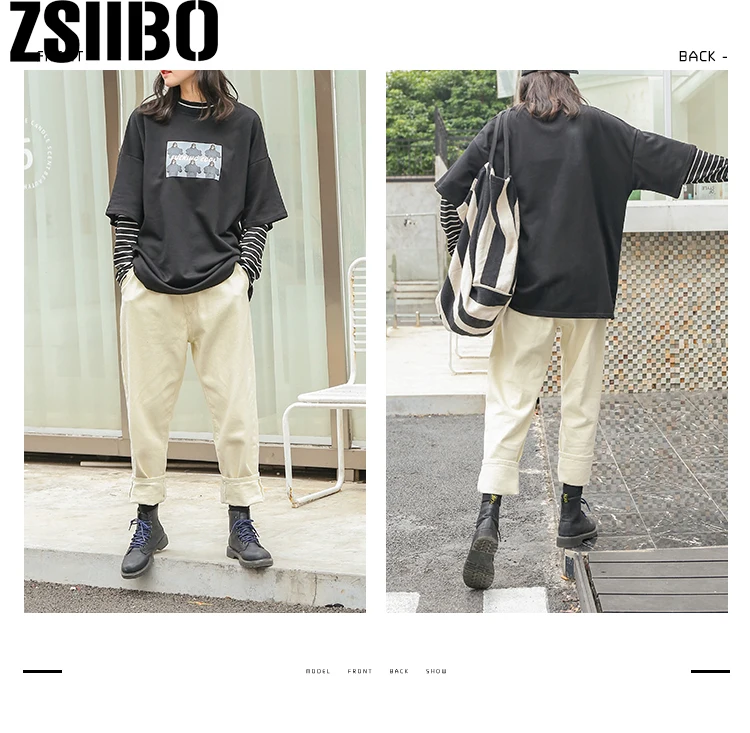 

2020 ZSIIBO T-shirt long-sleeved kawaii vintage striped long-sleeved casual top