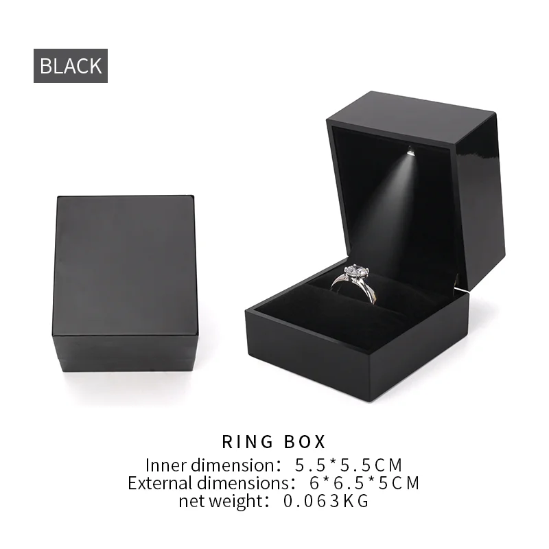 

Black Led Wedding Ring Jewelry Display Box Female Earring Necklace Bracelet Jewellery Holder For Birthday Gift 7 Color Available