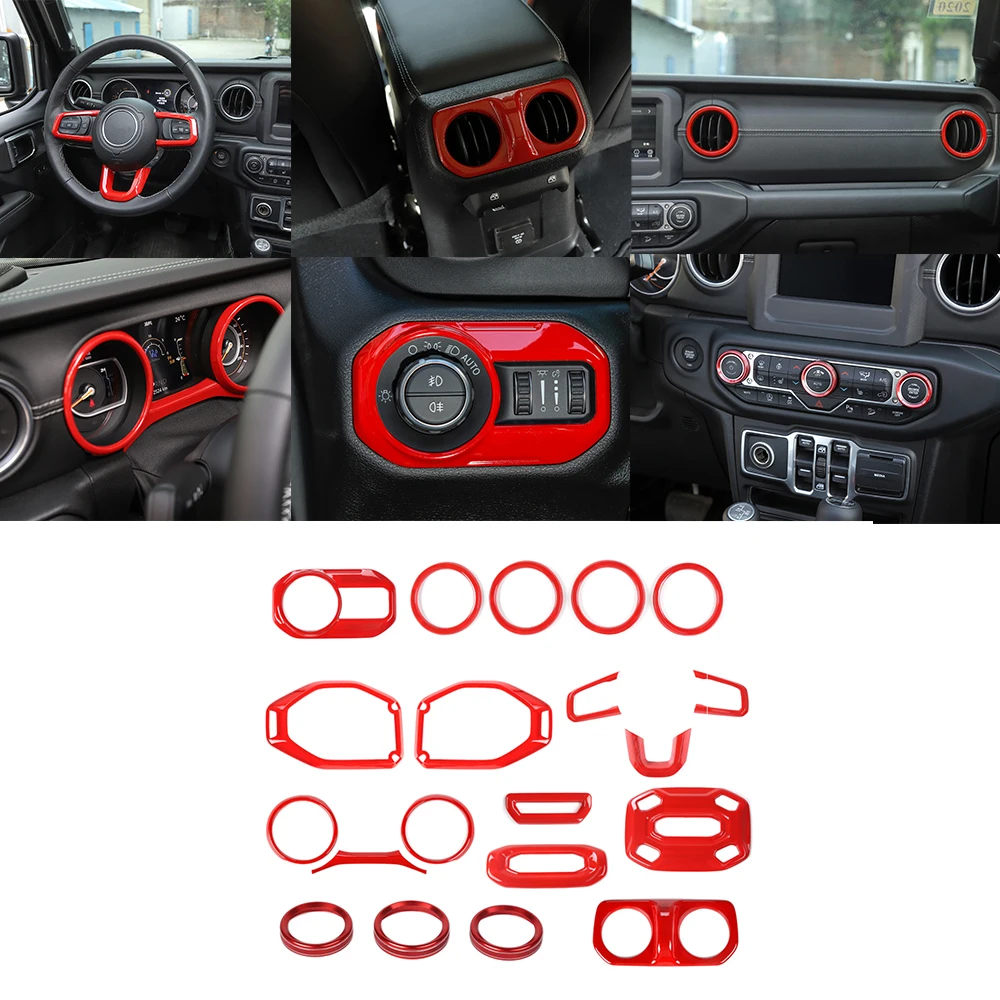 

for Jeep Wrangler JL 2018 2019 2020 2021 2022 Car Interior kits Suits Decoration Cover Interior Accessories ABS Red Blue Styling